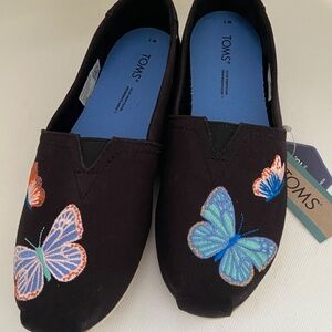 New Toms Embroidered Butterfly Flats